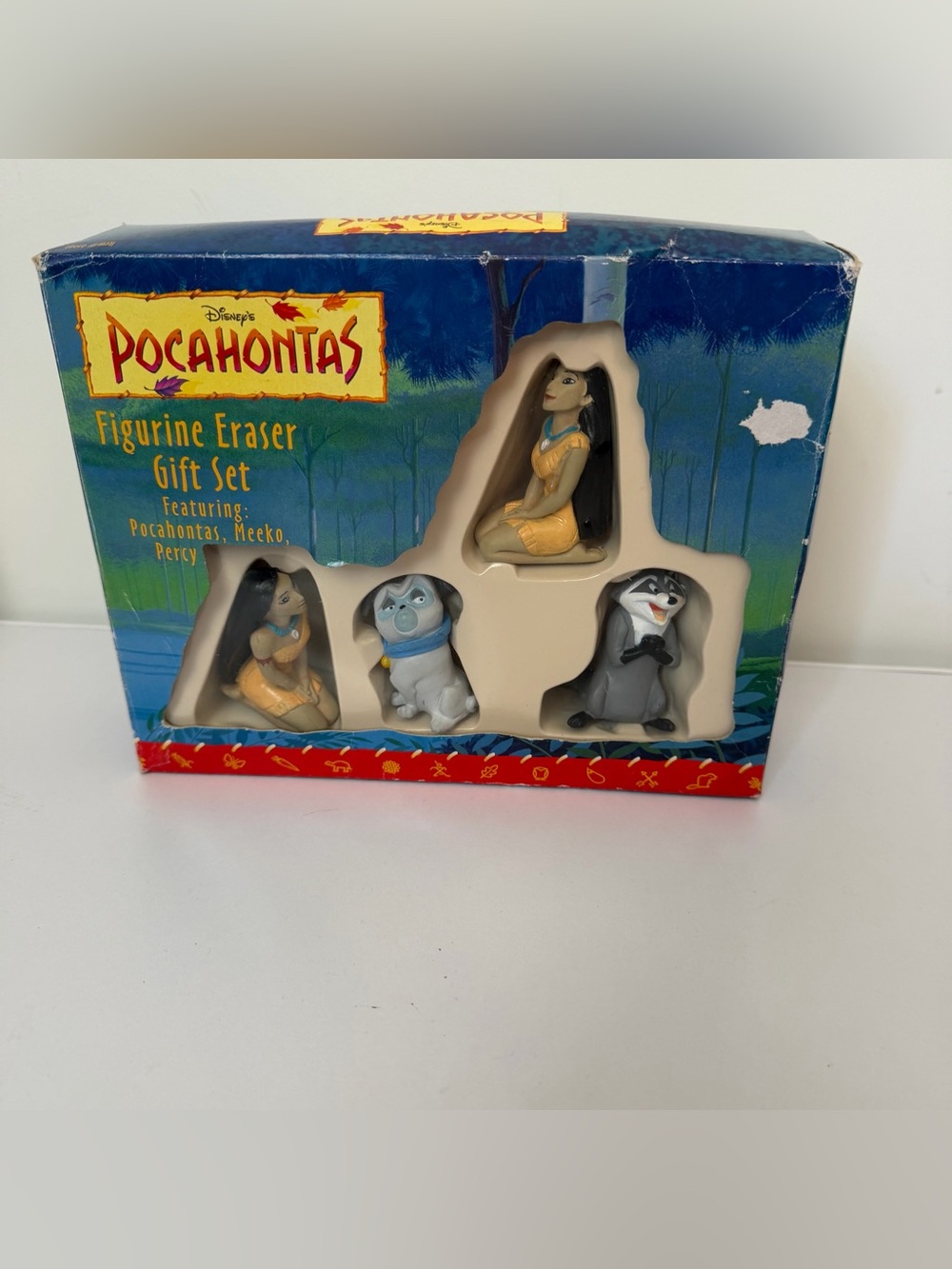 Disney Pocahontas Figurine Eraser Set - Yellow, Blue, Gray, Black